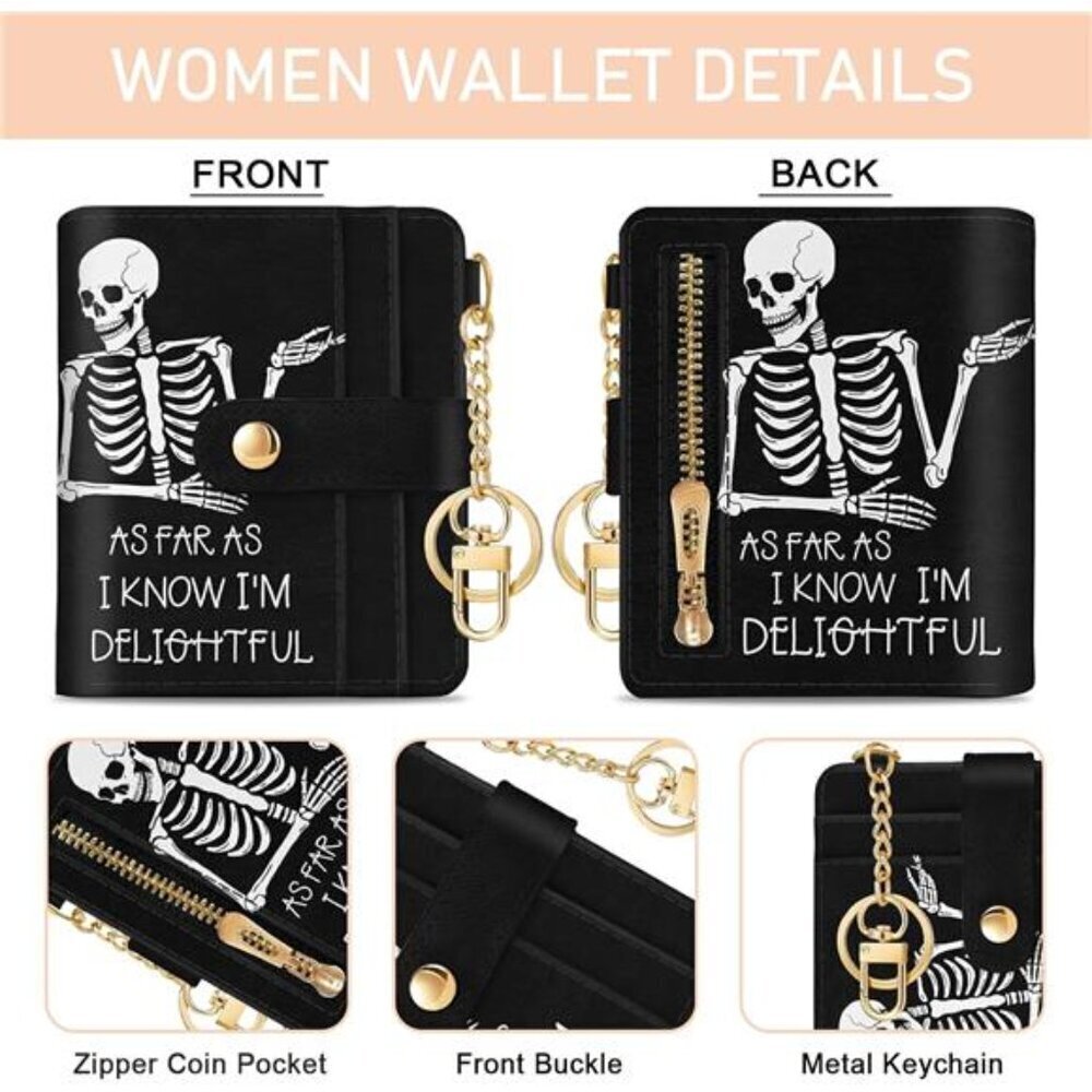 Slim RFID Women Wallet Skull Design Credit Card - Picture 6 of 7